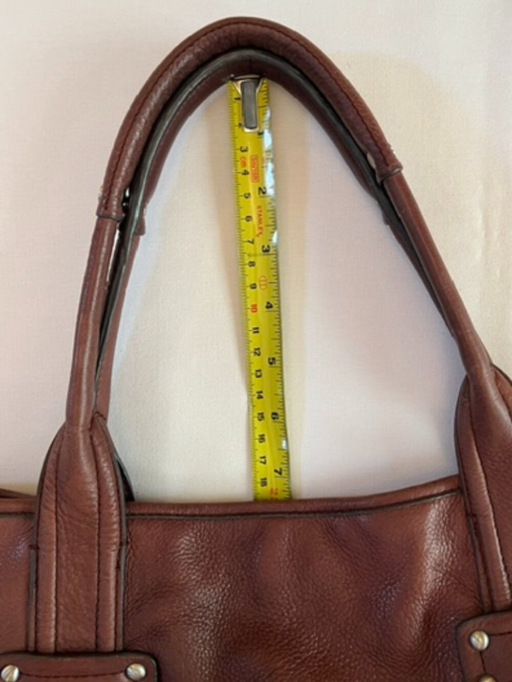 B. MAKOWSKY | Cognac Brown Pebbled Leather Shoulder Bag Hobo-EUC - Picture 7 of 15